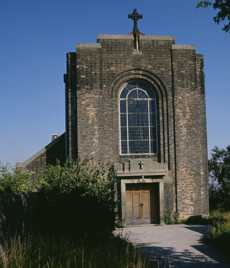 View of the west end of the church, as approached from the street